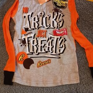 Kids Halloween Long Sleeve Shirt - Orange and Gray
